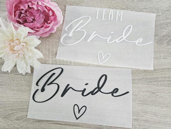 Team Bride Iron on names Tshirt Vinyl Hen Party Tshirts Vinyl only