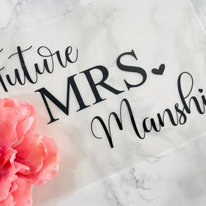 Personalised Wife Iron on vinyl sticker Future Wife Hubby Honeymoon Bride Groom Wedding Hoodies Jackets T-shirts