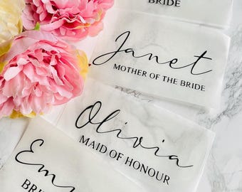 Wedding Iron On Vinyl, Personalised Bridal Party Names, Bride, Bridesmaid