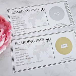 Carte d'embarquement Carte à gratter Vacances Cadeau pour une occasion spéciale