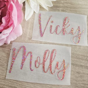Personalised Iron On Name Vinyl for Fabrics, Any Word, Any Name, Any Occasion