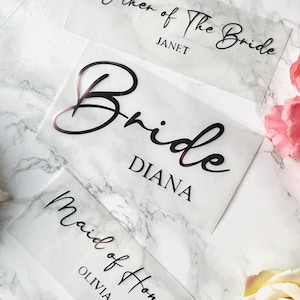 Eisen auf Vinyl Namen Hochzeit personalisierte Dressing Kleider Hausschuhe Gesichtsmasken T-shirts etc Nach Maß Braut Trauzeugin Brautjungfer