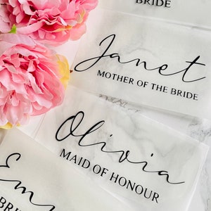 Iron on Vinyl Names Wedding Hen Personalised Dressing Gowns Slippers Face Masks T-shirts etc Custom made Bride Maid of honour Bridesmaid