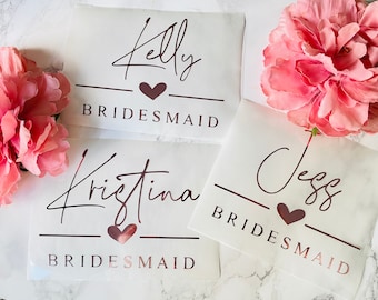 Iron On Names, Personalised clothing, Wedding, Bridal Party, Bride, Bridesmaid, Maid of Honour Names