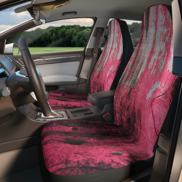 Car Seat Covers, Cute Black and Pink Car Seat Covers, Wooden Styled Car Seat Covers, Painted Wood Car Seat Covers