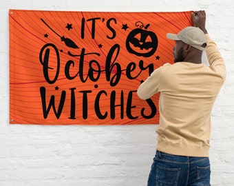 All Over Print Halloween Flag, It is October Witches Flag