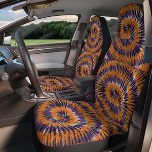 Boho Tie-Dye Car Seat Covers: Vibrant Autumn Car Interior