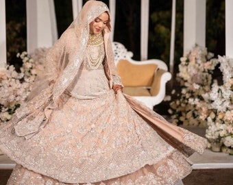 Walima New Long anarkali with Skirt Front cut Unique Designer reception Dress