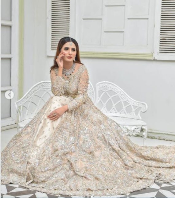Radhika Ambani Inspired Lehenga Choli Indian Bollywood Pakistani Beige Wedding Lehenga Choli Walima Nikah Outfit Etsy UK