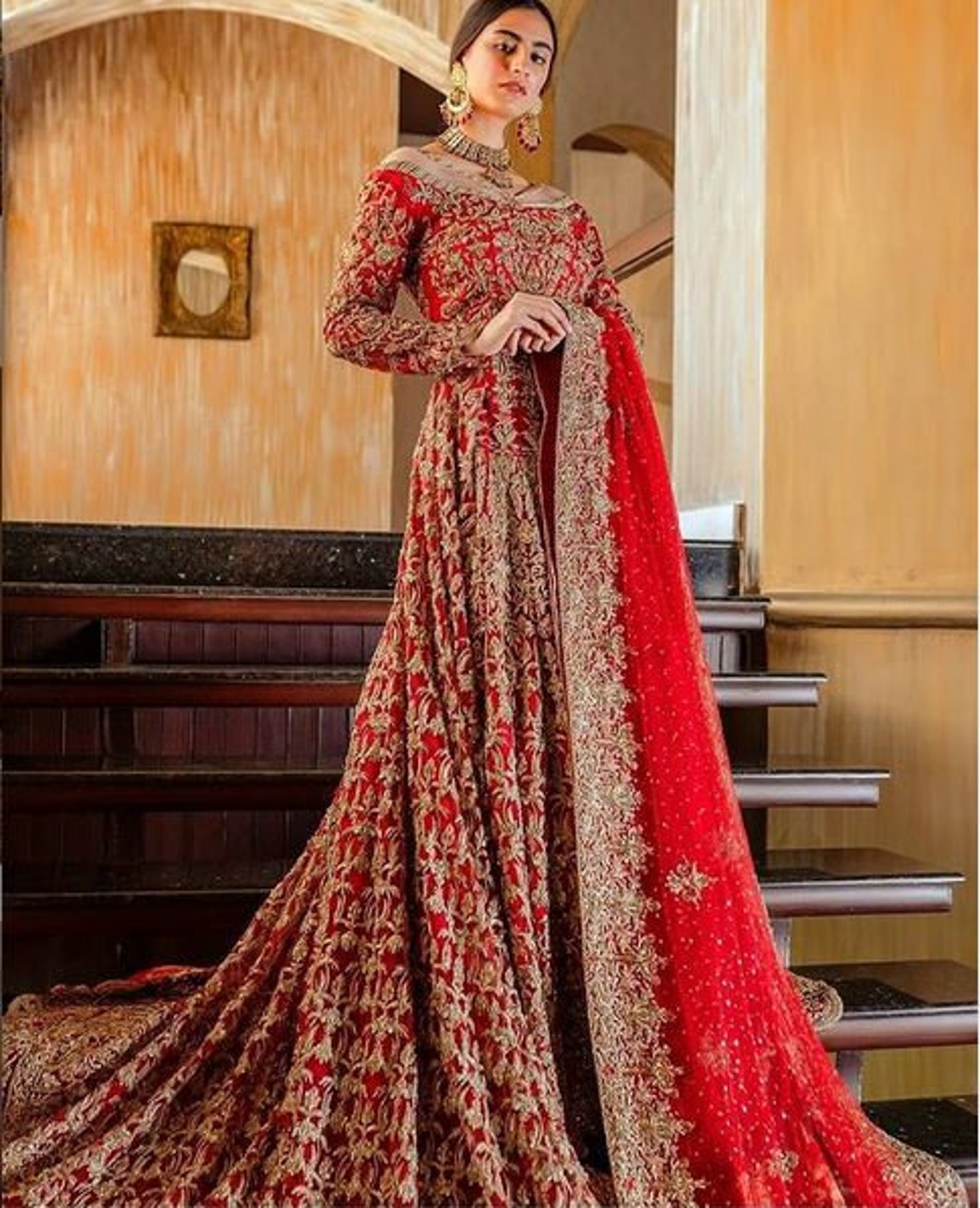 red trail gown