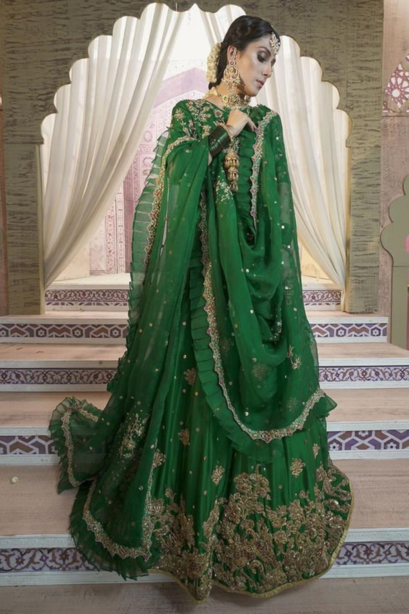 haldi green saree