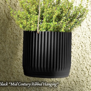 Indoor Hanging Plant Pot with Drainage in Black, 4 5 6 7 and 8 inch Hanging Planter, 3D Printed Planter, Patio Decor, Cottagecore Decor