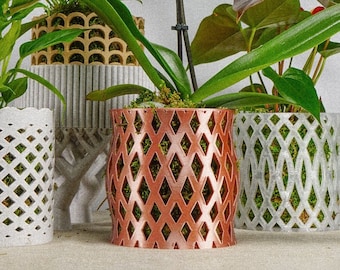 Unique Orchid Pot, Plant Pot with Drainage and Saucer, 3D Printed Planter, Use Leca  & Aroid Mixes, Matte White,  Lightweight, Capricious