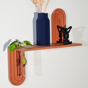 Modern Floating Wall Shelf, Unique Arch Oval Home Decor, 3D Printed Propagation or Reed Diffuser Shelf, Wall Shelf Catchall, Entryway Decor