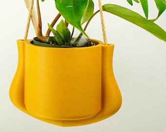 Hanging Planter - The Elysian, Modern 3D Printed Pot with Drainage, Indoor Outdoor, Sizes & Colors, Succulent, Herb, Flower, Gifts