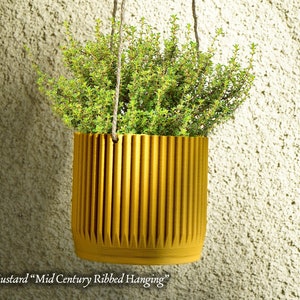 Indoor Hanging Planter in Mustard, 4 or 5 inch Hanging Plant Pot Unique Gift, 3D Printed Planter, Outdoor Patio Decor, Cottagecore Decor,MCR