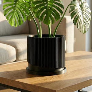 Bubble Ribbed Plant Pot with Drainage and Saucer, 3D Printed Planter with Unique Modern Design, Wave Plant Pot for Plants, Gift Ideas, Wave