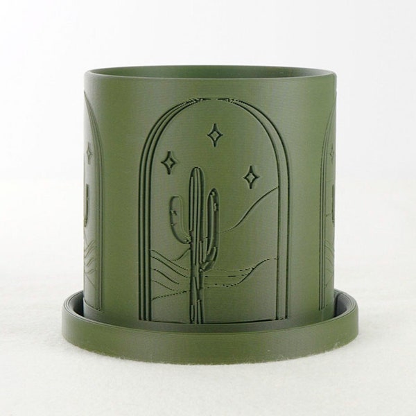 Cactus Plant Pot with Drainage, 3D Printed Planters and Pots