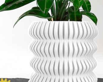 Modern Ribbed Bubble Plant Pot with Great Drainage and Drip Tray Saucers, 21 color options, 4 5 6 7 8 Inch Sizes Available, Indoor Outdoor