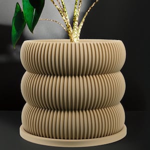 Maceta con forma de burbuja con drenaje y platillo, 21 colores y 5 opciones de tamaño, maceta impresa en 3D, regalo para amantes de las plantas, acanalada