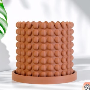 Indoor Planter, 3D Printed Planter,4 inch Planter with Drainage, Ring of Pearls Design, 6 inch Planter with Saucer, Decor