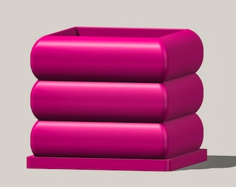 Maceta cuadrada BUBBLE rosa, impresa en 3D - Burbujas, bandeja de goteo de ajuste perfecto, drenaje de malla - 21 colores y 5 tamaños, decoración cottagecore