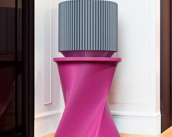 Soporte para plantas Art Déco rosa - Taburete para plantas de interior, mesa auxiliar