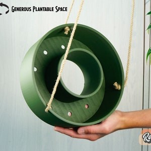 Jardinera colgante moderna, soporte único para plantas interiores/exteriores impreso en 3D, colores personalizados disponibles, macetas grandes para plantas de patio con drenaje, redondas