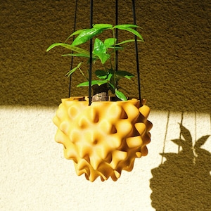Hanging Planter Pot for Indoor or Outdoors, Unique Spiked Orb Hanging Plant Pot, 3d Printed Pot, 5 inch Planter, Plant Pot Unique