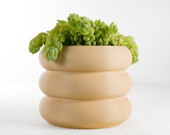 Bubble Pot, 3D Printed Planter, Ring Stacked Planter with Drainage, Minimal Decor, 4 5 6 7 8 Inch Plant Pot in Matte Beige