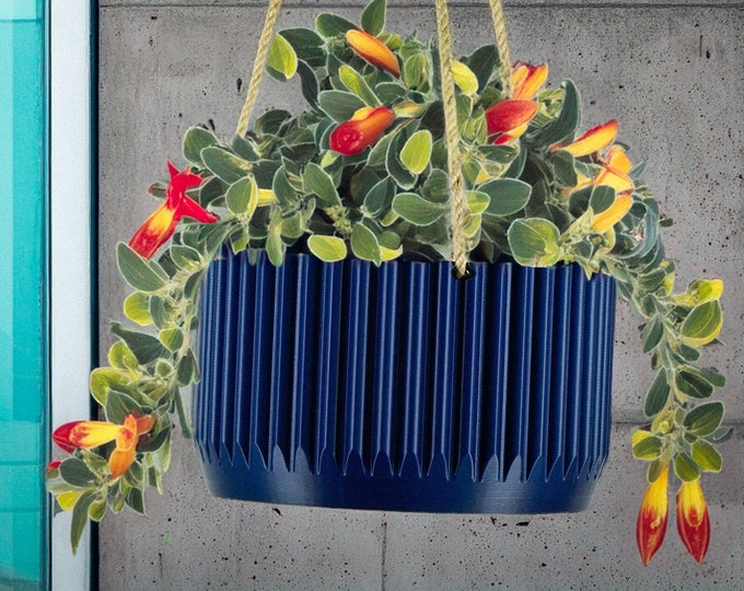 Modern Hanging Planter – Indoor/Outdoor 3D Printed Plant Pot in Multi Colors, Cottagecore Gift, Patio Decor, Lightweight Hanging Bowl, MCR