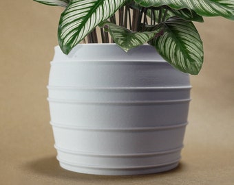 Cache-pot à bulles, cache-pot imprimé en 3D, cache-pot avec système de drainage, décor minimaliste vintage de Sienne, pots de 4 5 6 7 8 pouces en blanc mat