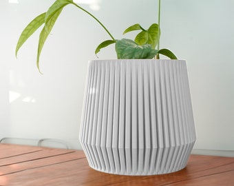 Maceta moderna con diseño geométrico para interiores con drenaje, decoración arquitectónica impresa en 3D para interiores atrevidos.