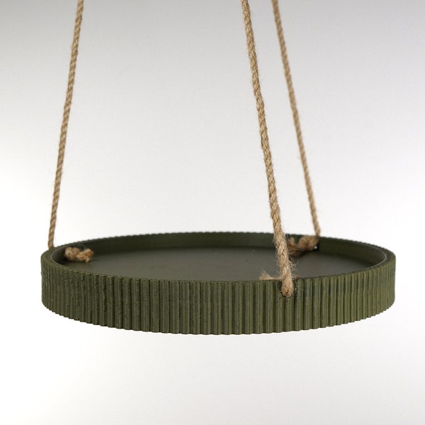 Mid Century Hängetablett, 8 "10" Hängepflanzenhalter für Außenterrasse oder Innenwohndekortablett, Wandbehang großes Pflanzgefäß, gerippt