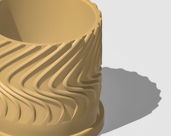 The Swirl Planter in Matte Beige, Pots for Plants with Drainage and Saucer, Unique Gift
