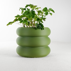 Bubble Pot, 3D Printed Planter, Planter with Drainage, Minimal Decor, 4 5 6 7 8 Inch Plant Pots in Matte Olive Green