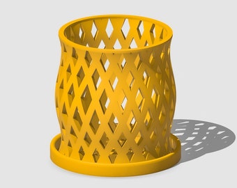 Unique Orchid Pot, Plant Pot with Drainage and Saucer, 3D Printed Planter, Use Leca & Aroid Mixes, Mustard Planter, Lightweight, Indie