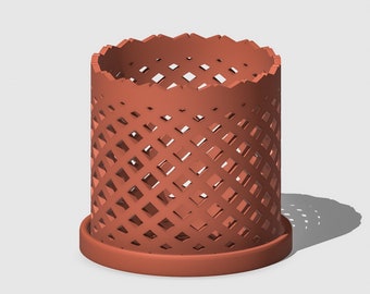 Unique Orchid Pot, Plant Pot with Drainage and Saucer, 3D Printed Planter, Terracotta Lightweight Plant Pot, Philodendron