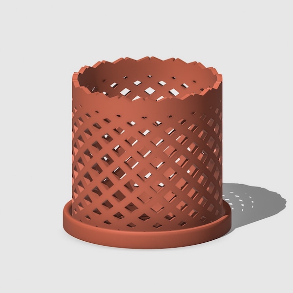 Unique Orchid Pot, Plant Pot with Drainage and Saucer, 3D Printed Planter, Terracotta Lightweight Plant Pot, Philodendron