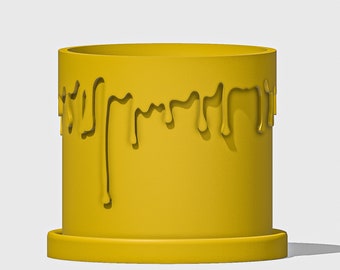 3D Printed Planter, 4 5 6 7 8 inch planter pots, The Drip Planter in Matte Mustard with Drainage and Saucer, 3d Printed for Plants
