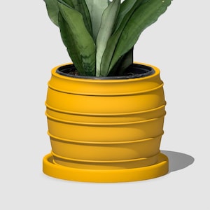 Modern Bubble Plant Pot in Matte Mustard, Siena Pots with Drainage and Saucer, Succulent and Cacti Planter, Lightweight