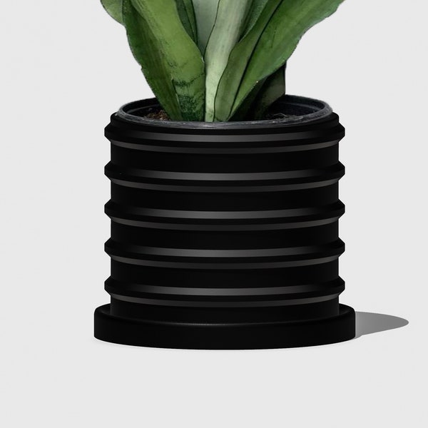 Modern Bubble Plant Pot in Matte Black, Crest Pots with Drainage and Saucer, House Plant Pot, Lightweight
