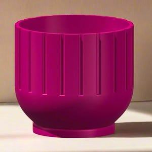 Bold Color Fluted Planter – 3D Printed Indoor Pot with Drainage, Hot Pink to Terracotta, Statement Plant Pot, Mid-Bubble