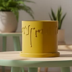 3D Printed Planter, 4 5 6 7 8 inch planter pots, The Drip Planter in Matte Mustard with Drainage and Saucer, 3d Printed for Plants
