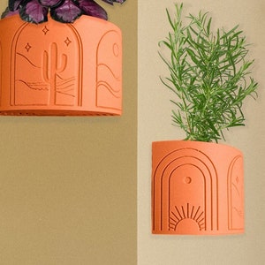 Indoor Hanging Planter, Cactus Wall Planter, Unique Gift, 3D Printed Planter, Cute Desert Aesthetic, Modern Home Decor, Wall Plant Pot Boho