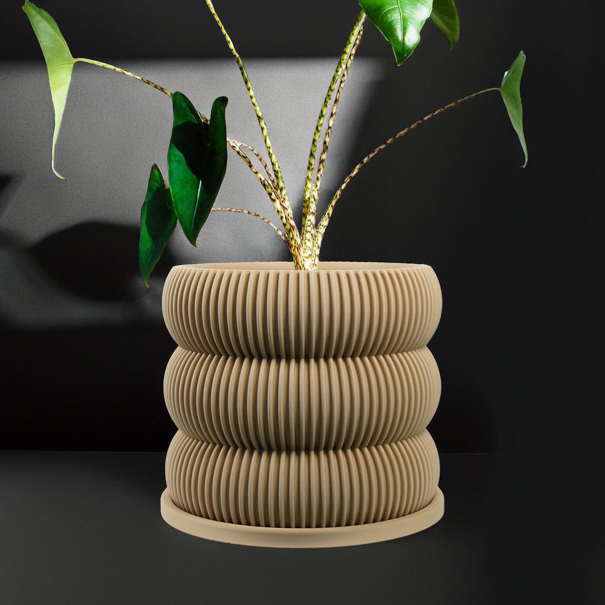 Bubble-Blumentopf mit Drainage und Untersetzer, 21 Farben und 5 Größenoptionen, 3D-gedruckter Pflanzer, Geschenk für Pflanzenliebhaber, gerippt