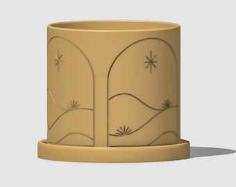 Indoor Planter, 3D Printed Planter,4 inch Planter with Drainage, Starry Night Plant Pot, 6 inch Planter with Drainage, Decor