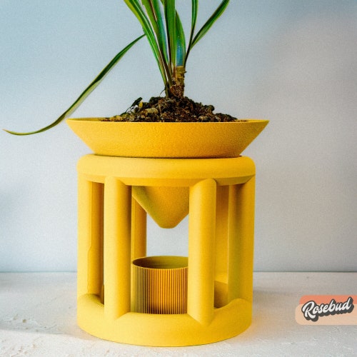 Cache-pot unique, imprimé en 3D, cache-pot avec système de drainage, décoration minimaliste, pots de 4 5 6 7 8 pouces, design innovant original