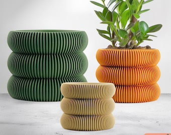 Bubble Plant Pot With Drainage and Saucer, 21 Colors and 5 Size Options, 3D Printed Planter, Gift for Plant Lover, Ribbed
