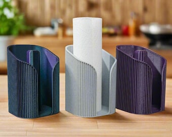Mid Century Modern Paper Towel Holder | Ribbed Countertop Stand | Minimalist Kitchen Roll Dispenser